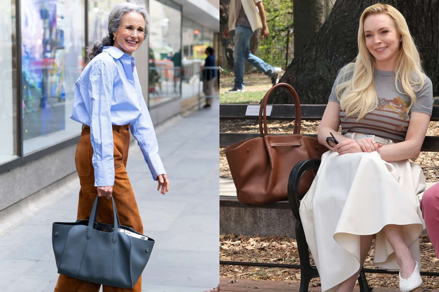 Andie MacDowell and Lindsay Lohan Make Roomy Totes the Must-Have Accessory